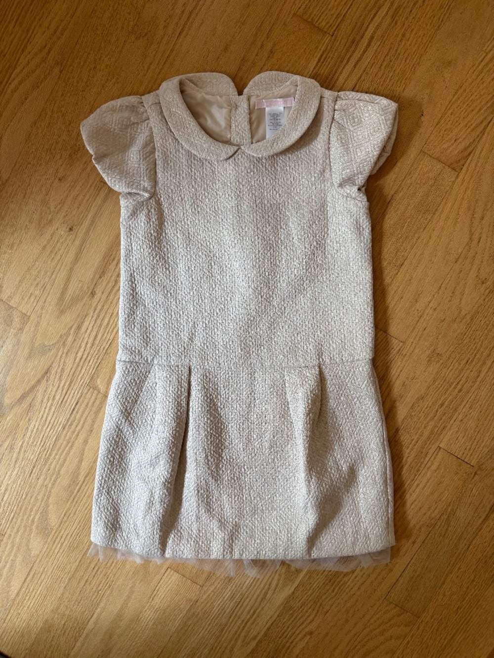 Janie and Jack Elegant cream with gold flecking girls dress size 6
